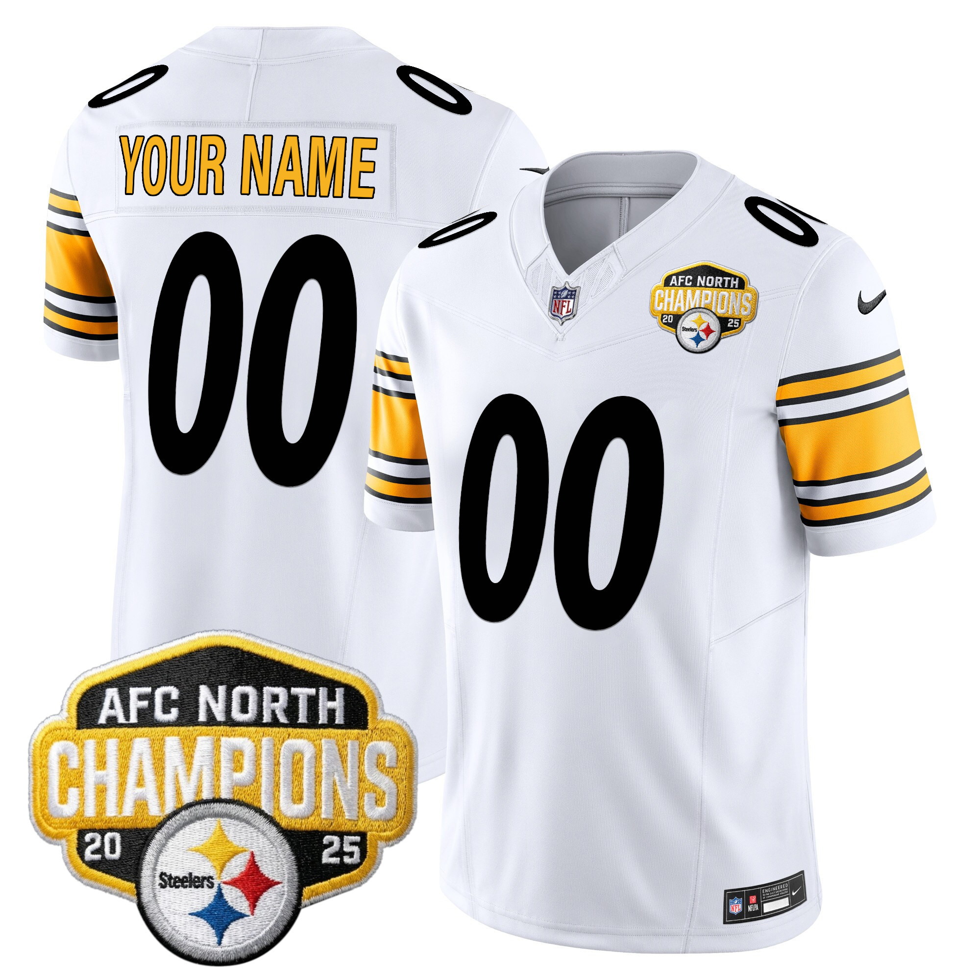 Pittsburgh Steelers 2025 AFC North Division Champions Vapor Limited Custom Jersey - All Stitched - Image 2
