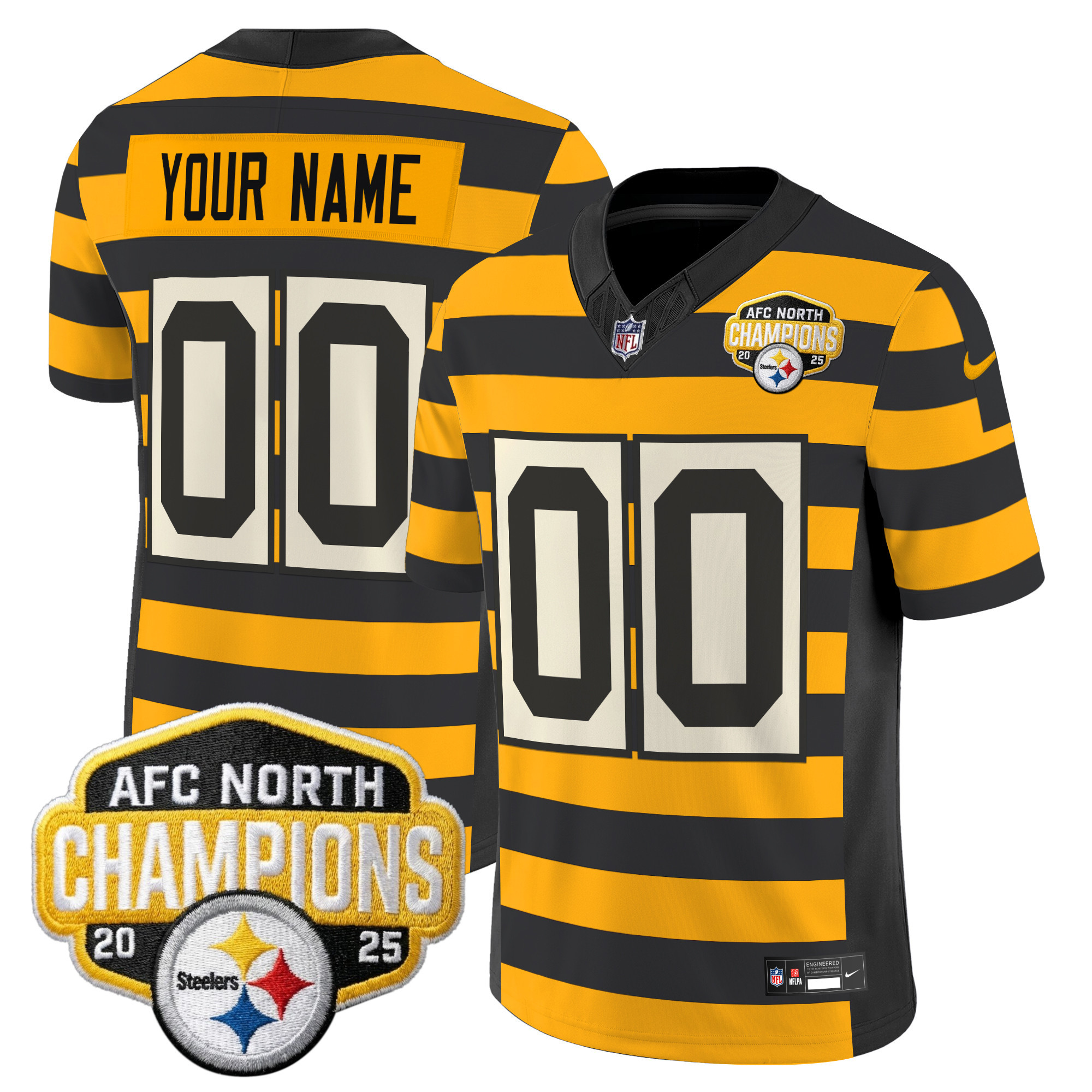 Pittsburgh Steelers 2025 AFC North Division Champions Vapor Limited Custom Jersey - All Stitched - Image 5