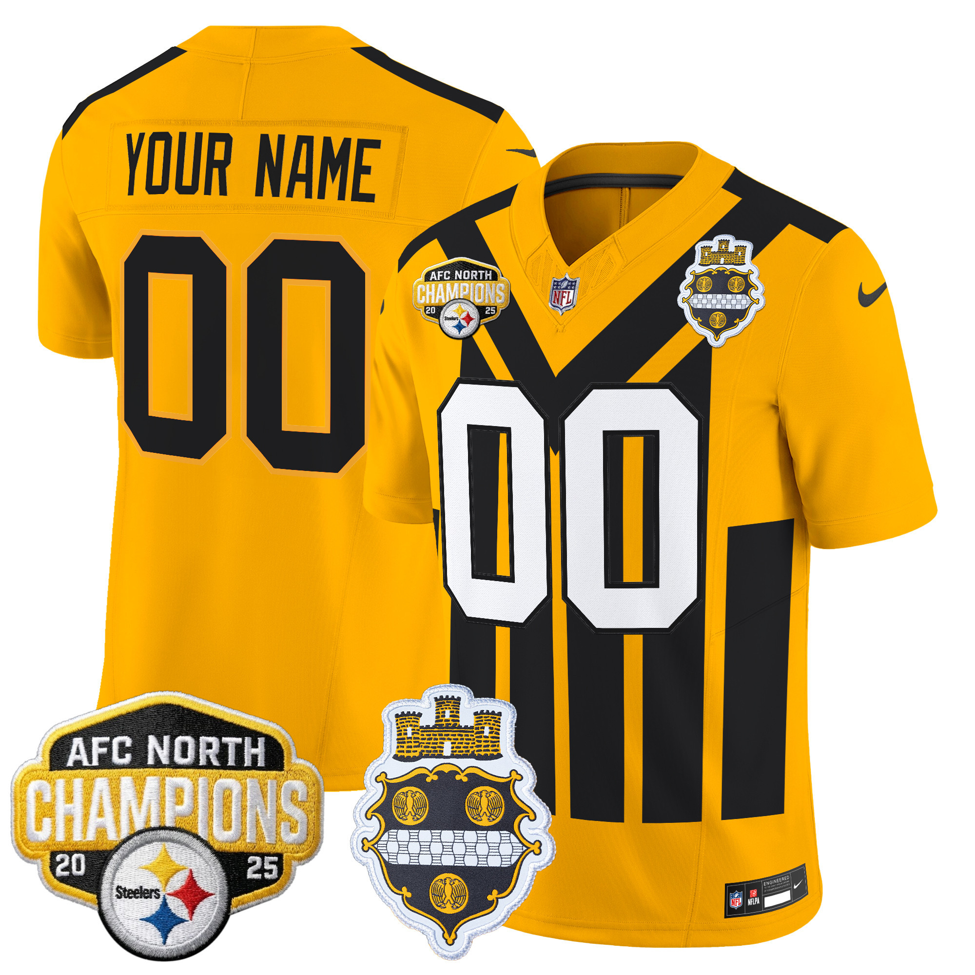 Pittsburgh Steelers 2025 AFC North Division Champions Vapor Limited Custom Jersey - All Stitched - Image 6