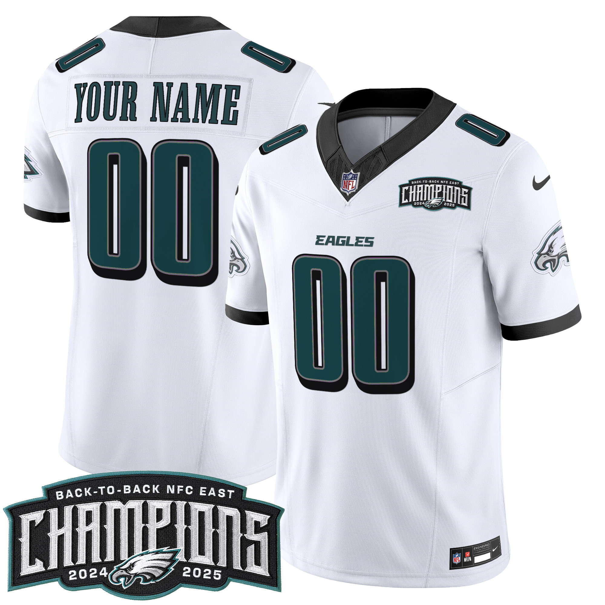 Philadelphia Eagles Back-To-Back 2024-2025 NFC East Division Champions Vapor Limited Custom Jersey - All Stitched - Image 4