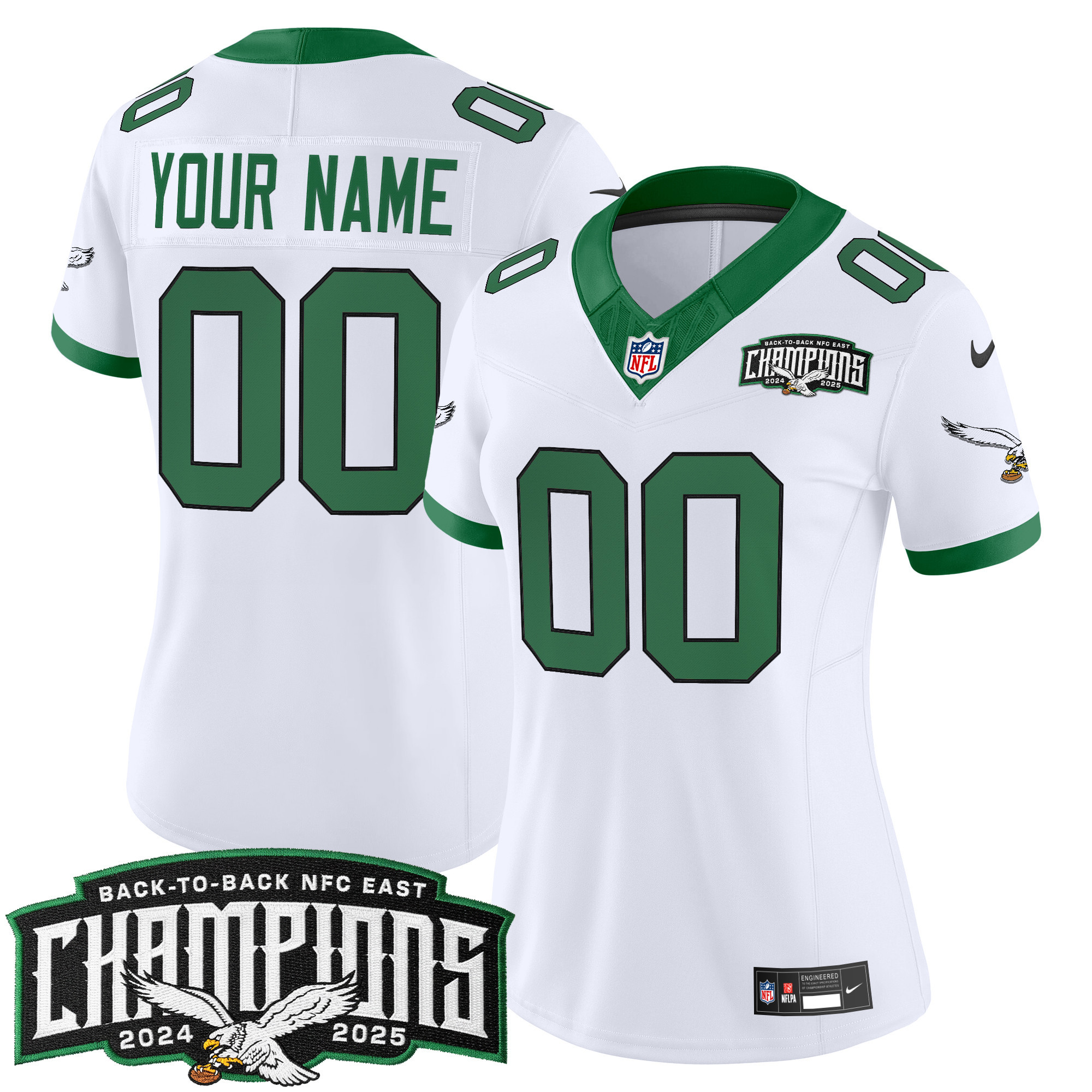 Philadelphia Eagles Back-To-Back 2024-2025 NFC East Division Champions Vapor Limited Custom Jersey - All Stitched - Image 8