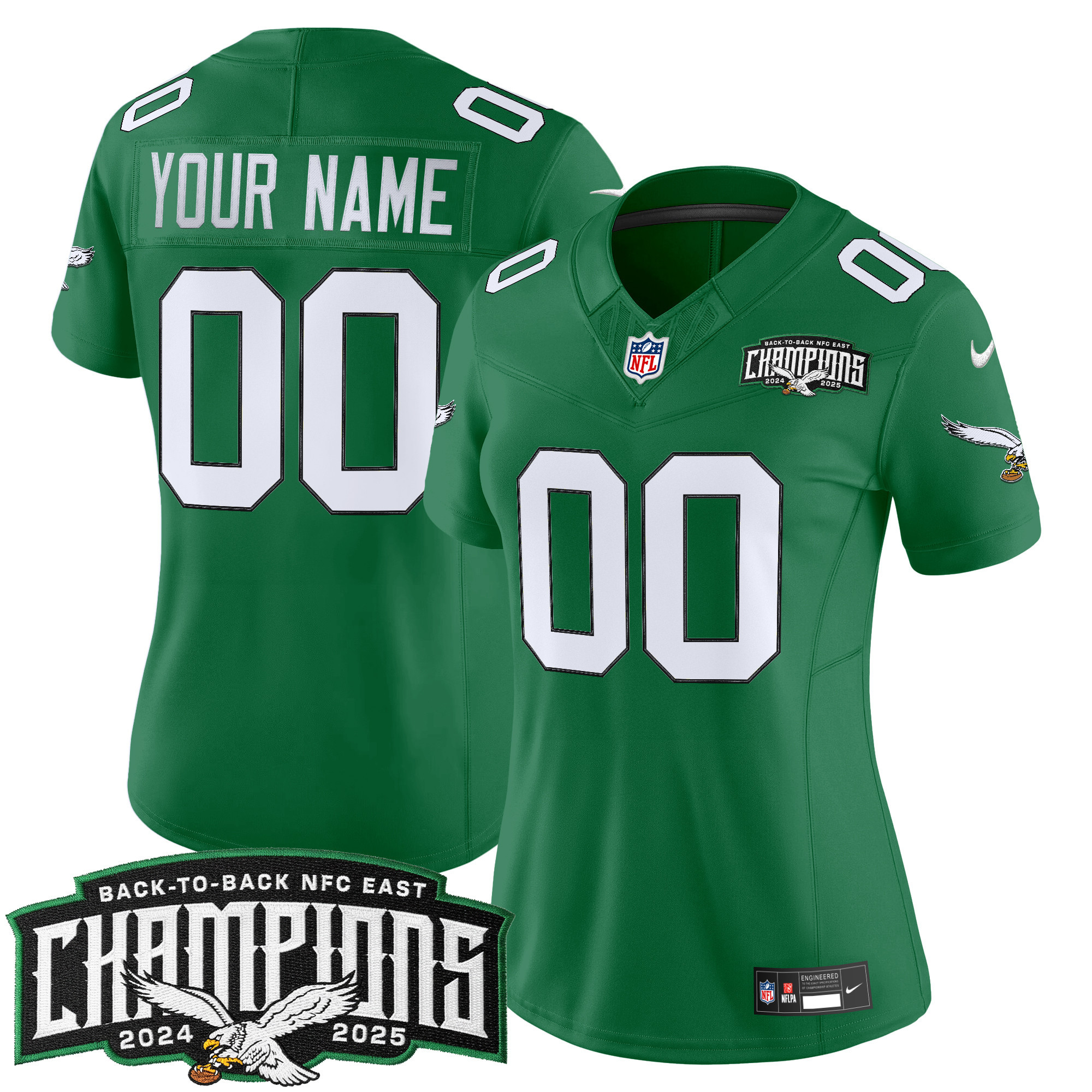 Philadelphia Eagles Back-To-Back 2024-2025 NFC East Division Champions Vapor Limited Custom Jersey - All Stitched - Image 12