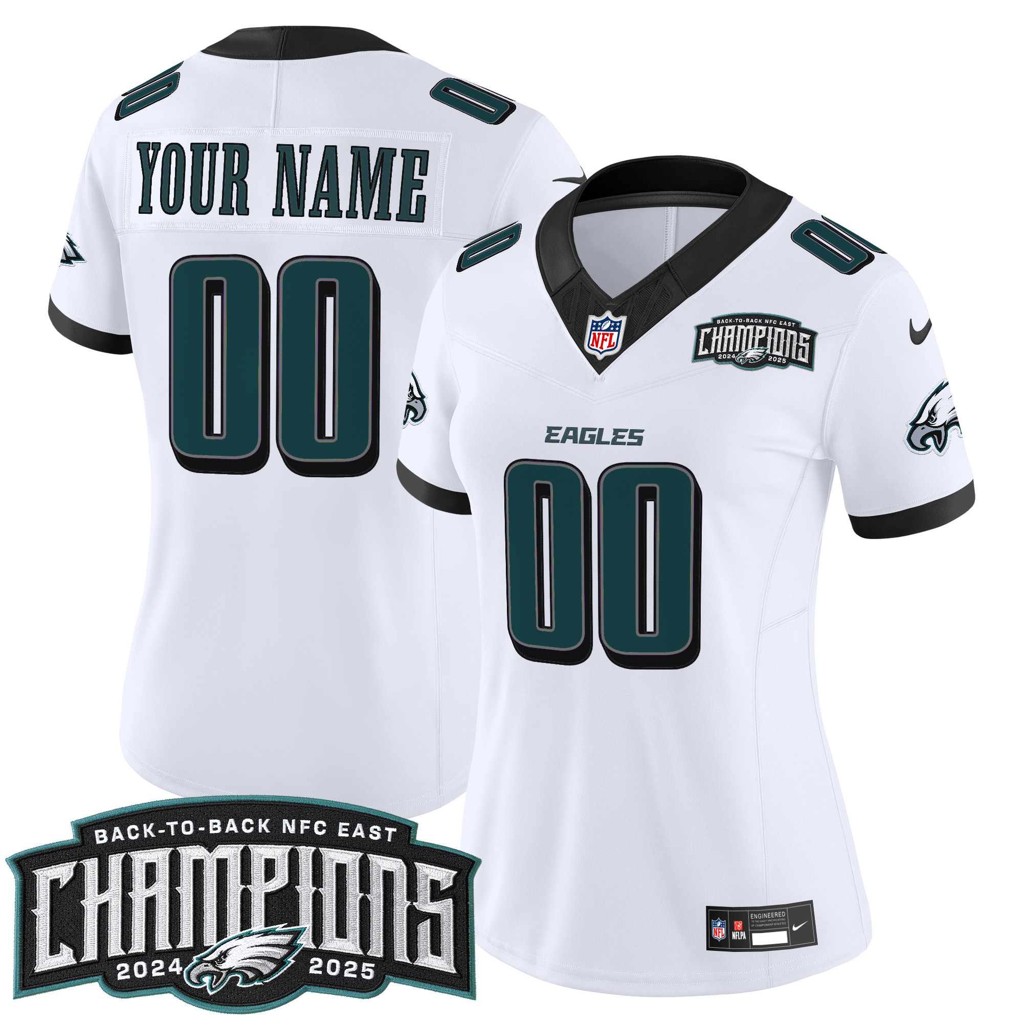 Philadelphia Eagles Back-To-Back 2024-2025 NFC East Division Champions Vapor Limited Custom Jersey - All Stitched - Image 10