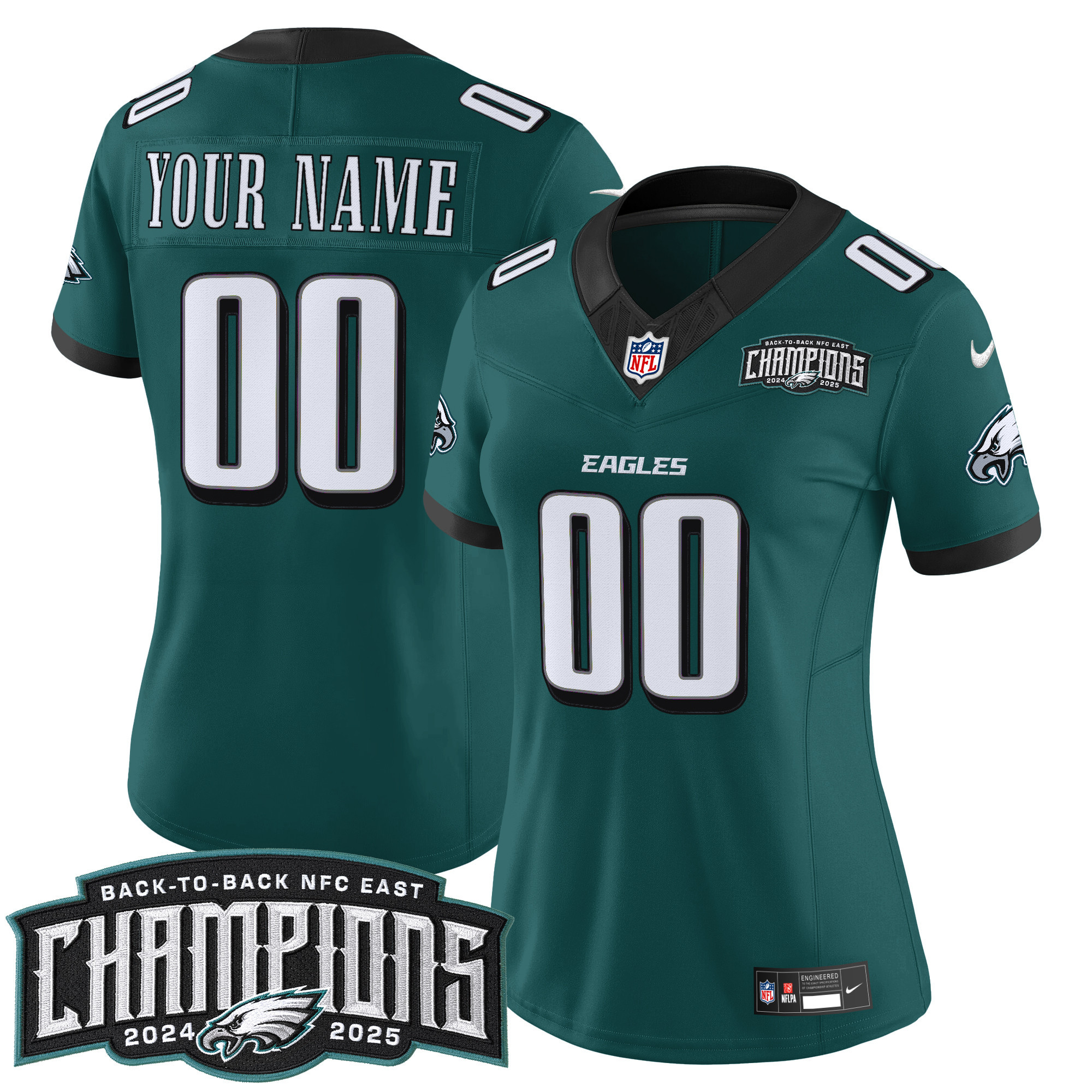 Philadelphia Eagles Back-To-Back 2024-2025 NFC East Division Champions Vapor Limited Custom Jersey - All Stitched - Image 9