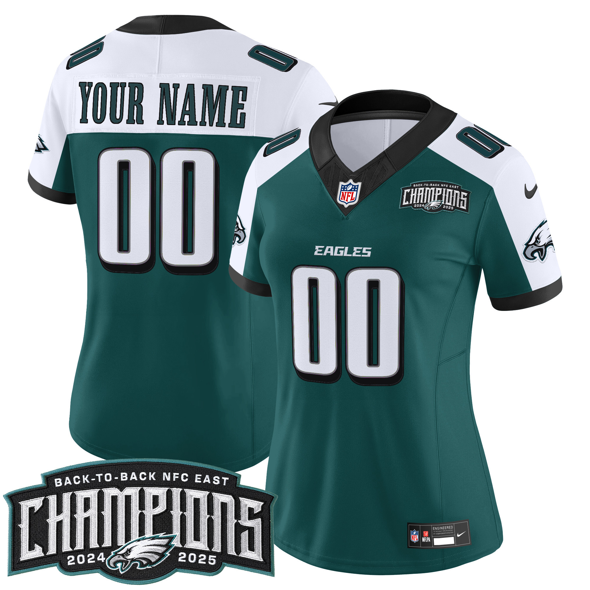 Philadelphia Eagles Back-To-Back 2024-2025 NFC East Division Champions Vapor Limited Custom Jersey - All Stitched - Image 11