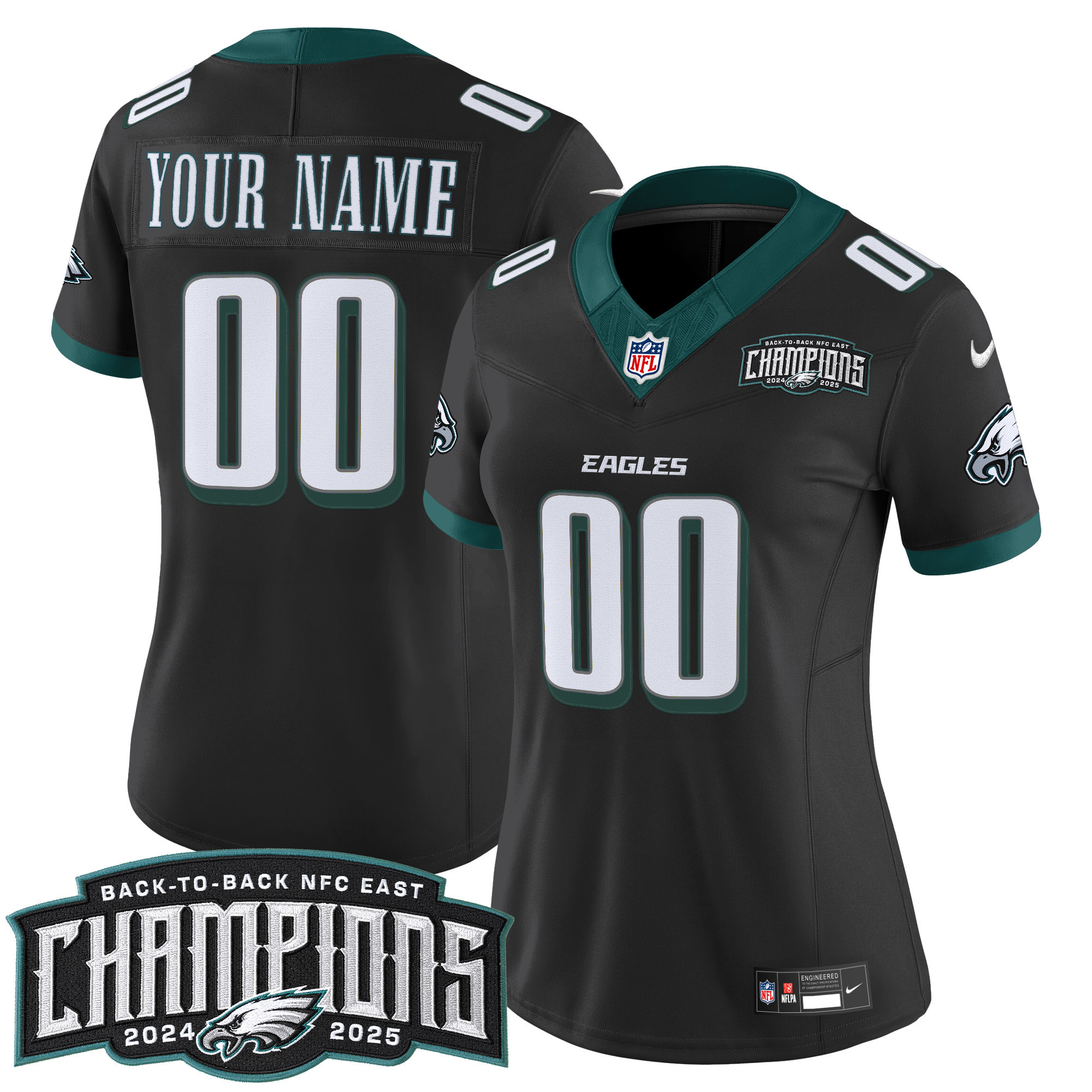 Philadelphia Eagles Back-To-Back 2024-2025 NFC East Division Champions Vapor Limited Custom Jersey - All Stitched - Image 7