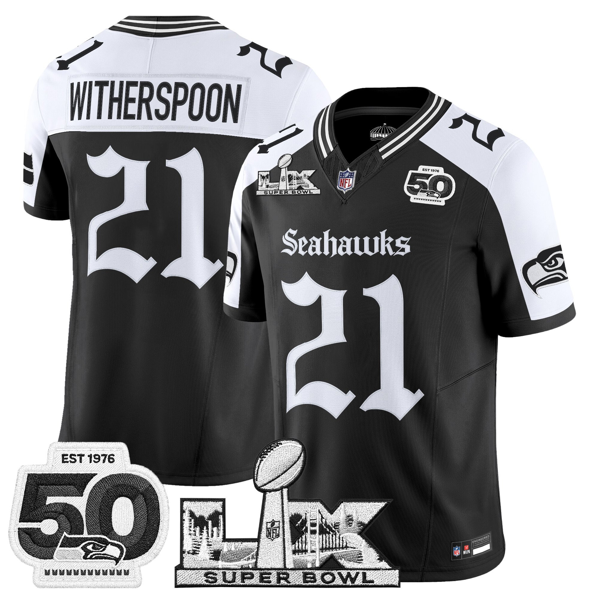 Men's Seattle Seahawks "Super Bowl LX & 50th Patch" Vapor Limited Jersey - Gothic Edition - All Stitched - Image 23