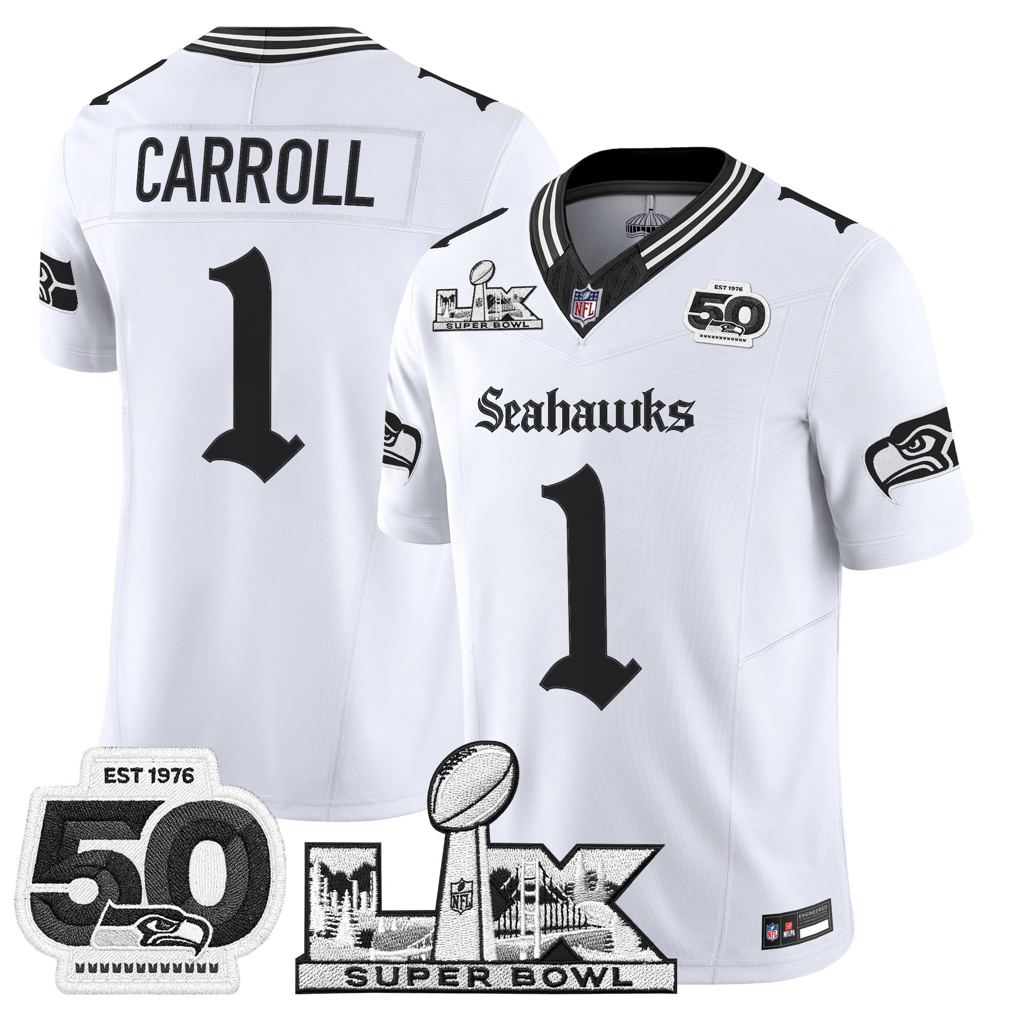 Men's Seattle Seahawks "Super Bowl LX & 50th Patch" Vapor Limited Jersey - Gothic Edition - All Stitched - Image 13