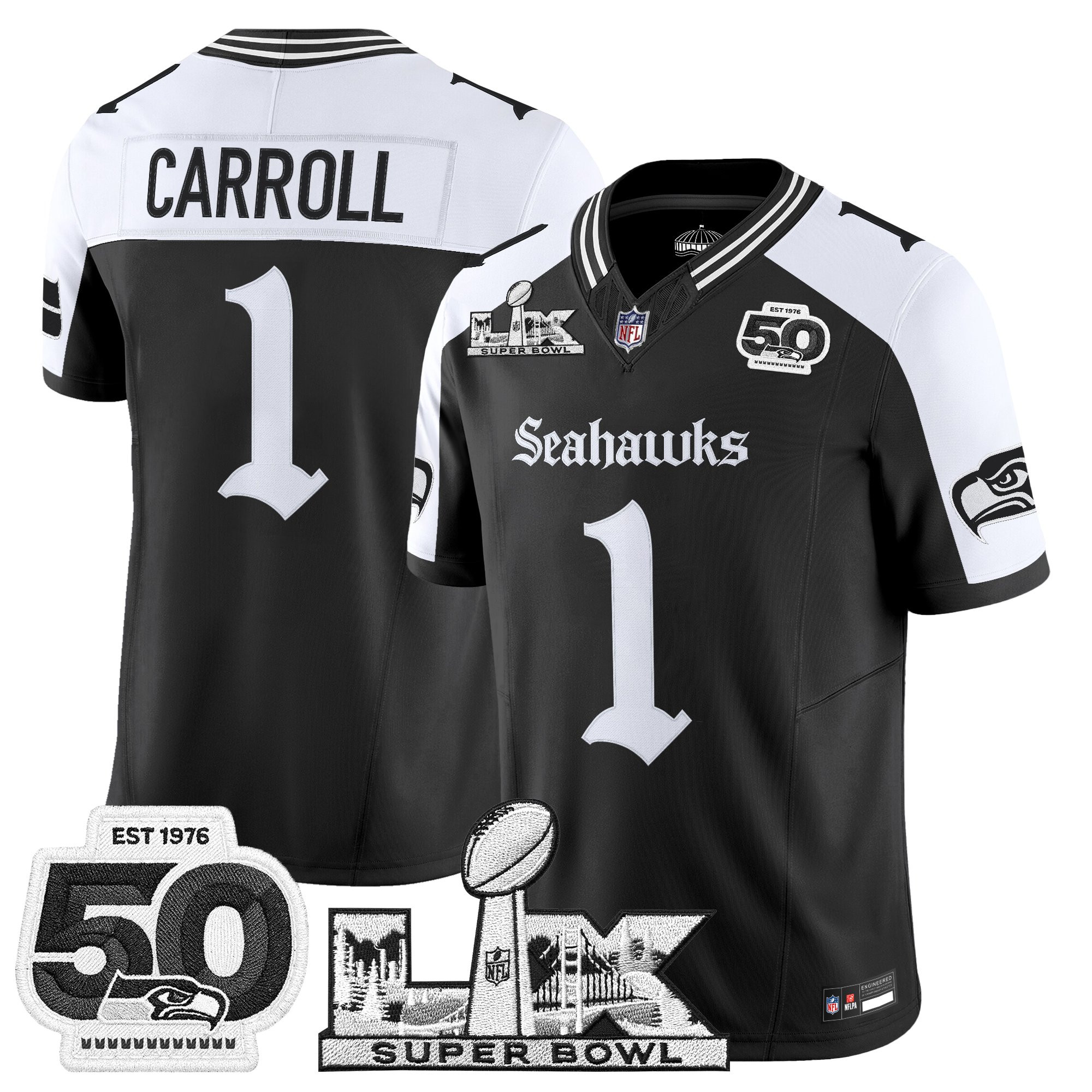 Men's Seattle Seahawks "Super Bowl LX & 50th Patch" Vapor Limited Jersey - Gothic Edition - All Stitched - Image 22