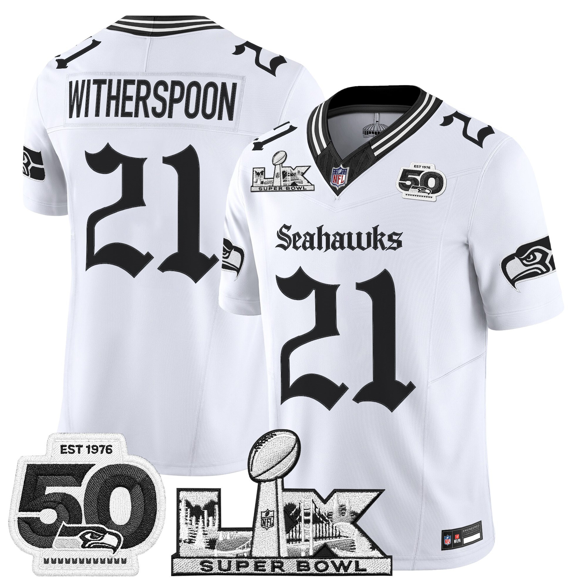 Men's Seattle Seahawks "Super Bowl LX & 50th Patch" Vapor Limited Jersey - Gothic Edition - All Stitched - Image 14