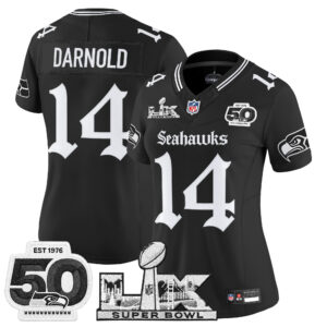 Women's Seattle Seahawks "Super Bowl LX & 50th Patch" Vapor Limited Jersey - Gothic Edition - All Stitched