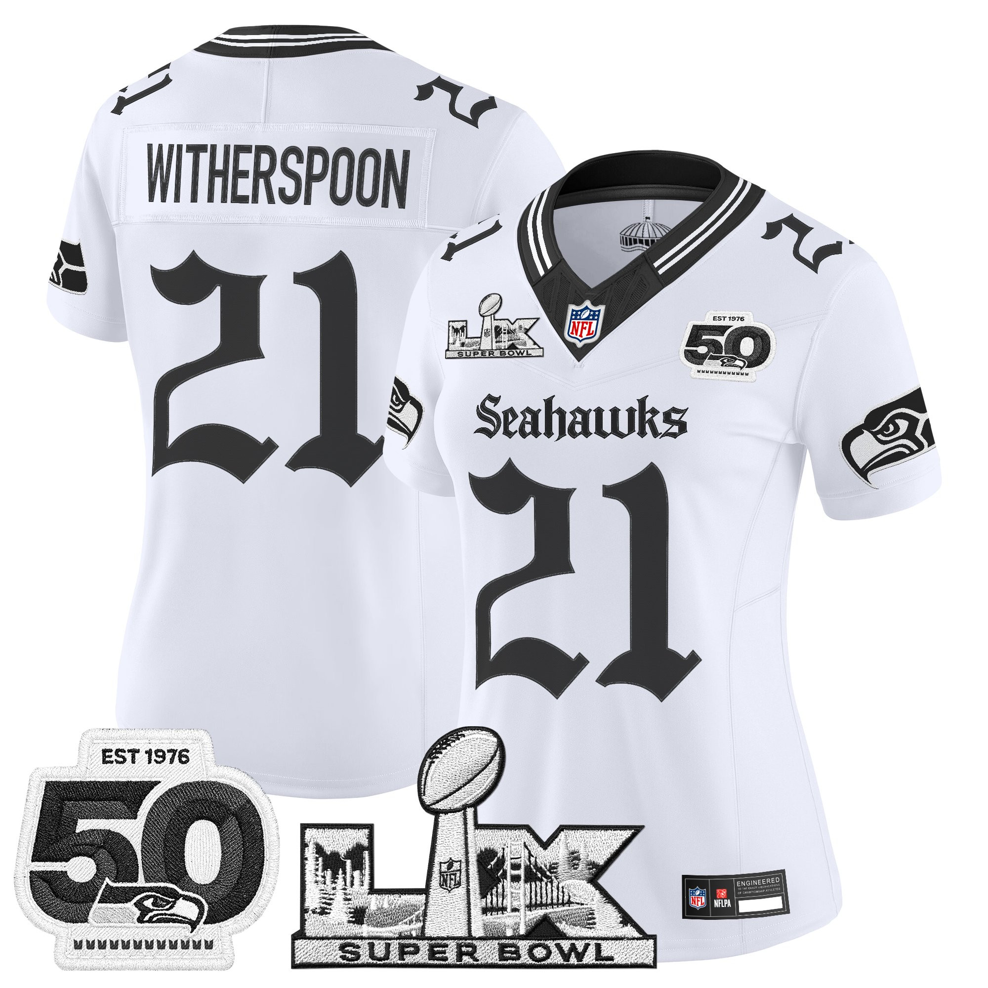Women's Seattle Seahawks "Super Bowl LX & 50th Patch" Vapor Limited Jersey - Gothic Edition - All Stitched - Image 14