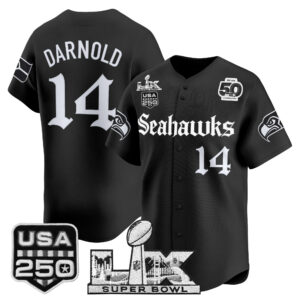 Men's Seattle Seahawks “Super Bowl LX & 50th Patch” Vapor Baseball Jersey - Gothic Edition - All Stitched