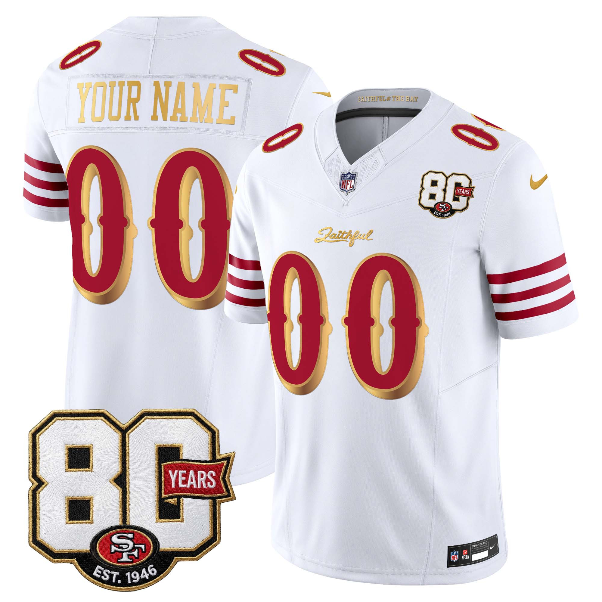 San Francisco 49ers 80th Anniversary Patch Vapor Limited Custom Jersey - Rivalries Edition - All Stitched - Image 3