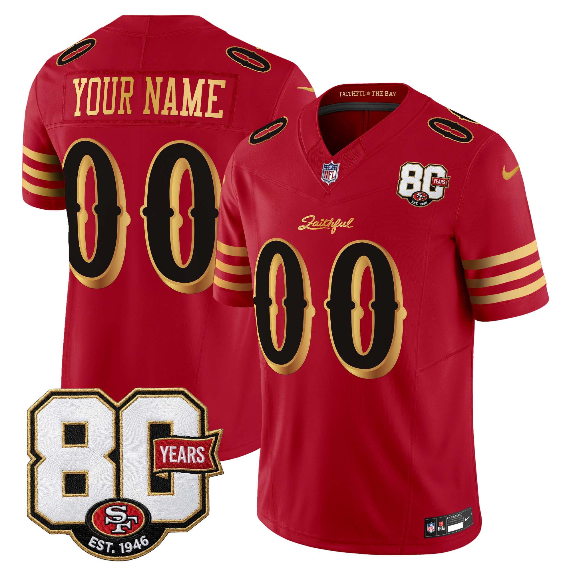 San Francisco 49ers 80th Anniversary Patch Vapor Limited Custom Jersey - Rivalries Edition - All Stitched - Image 4