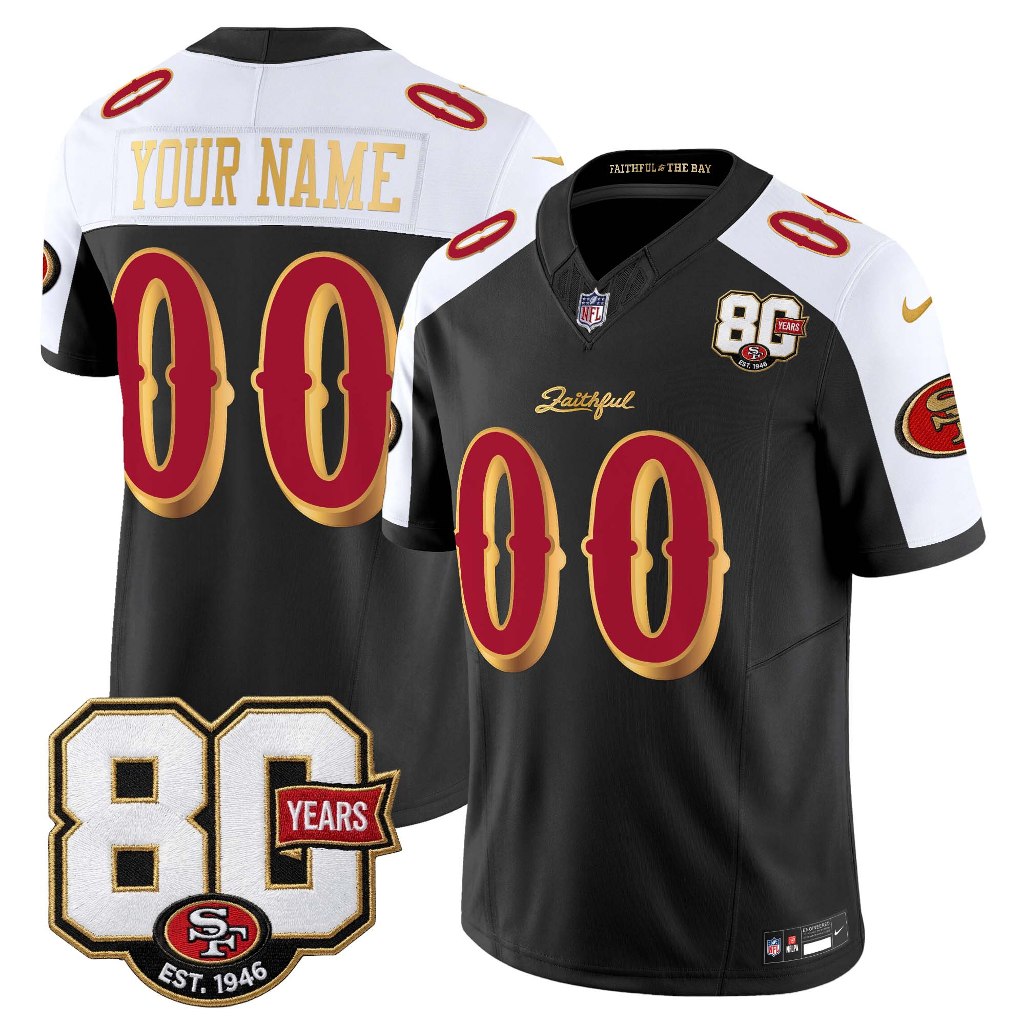 San Francisco 49ers 80th Anniversary Patch Vapor Limited Custom Jersey - Rivalries Edition - All Stitched - Image 5