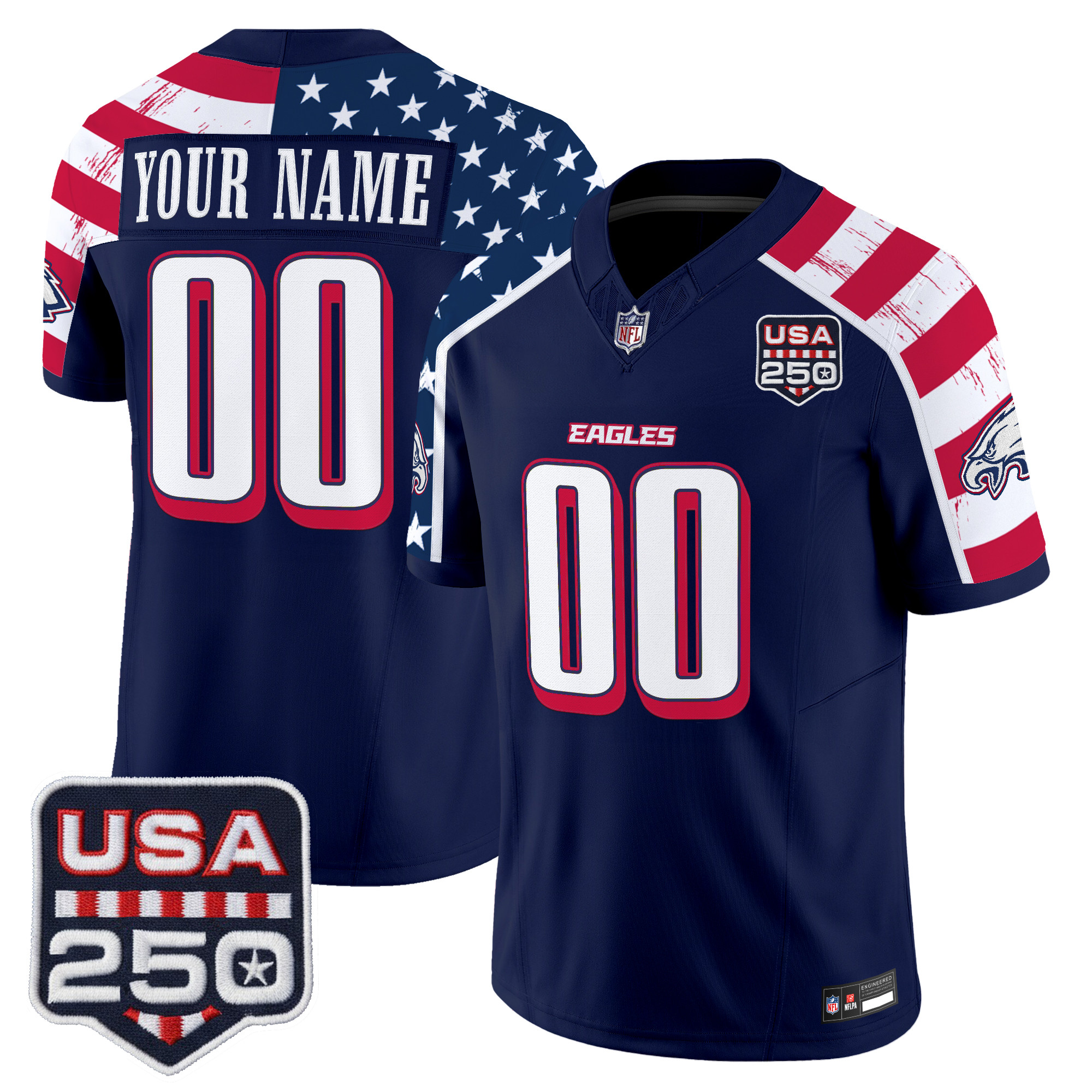 Philadelphia Eagles "America 250 Edition" Vapor Limited Custom Jersey V2 - Stitched