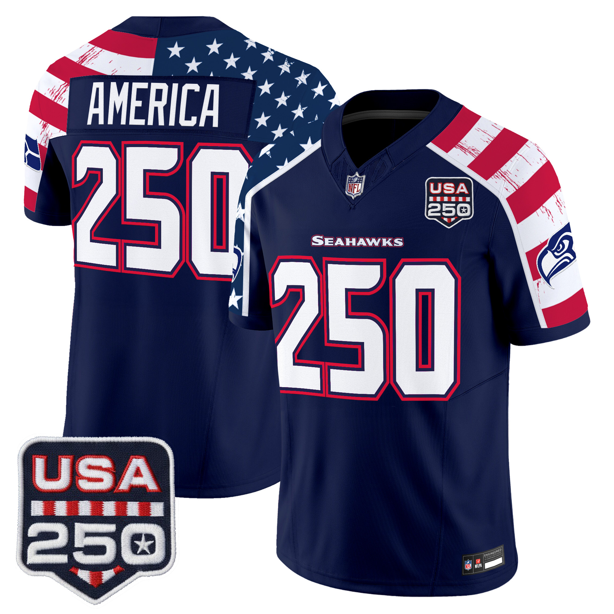 Seattle Seahawks "America 250 Edition" Vapor Limited Jersey V2 - Stitched - Image 2