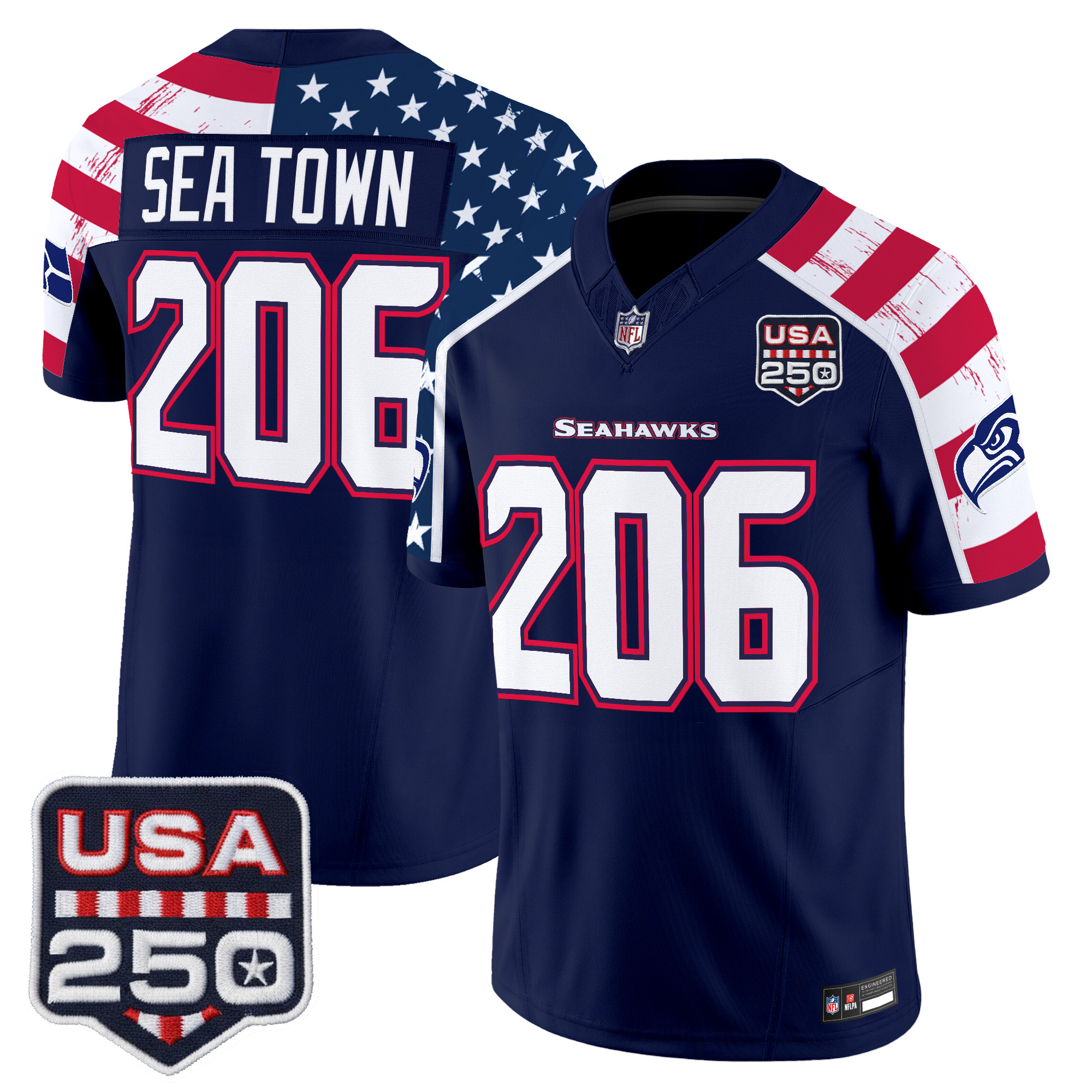 Seattle Seahawks "America 250 Edition" Vapor Limited Jersey V2 - Stitched - Image 3