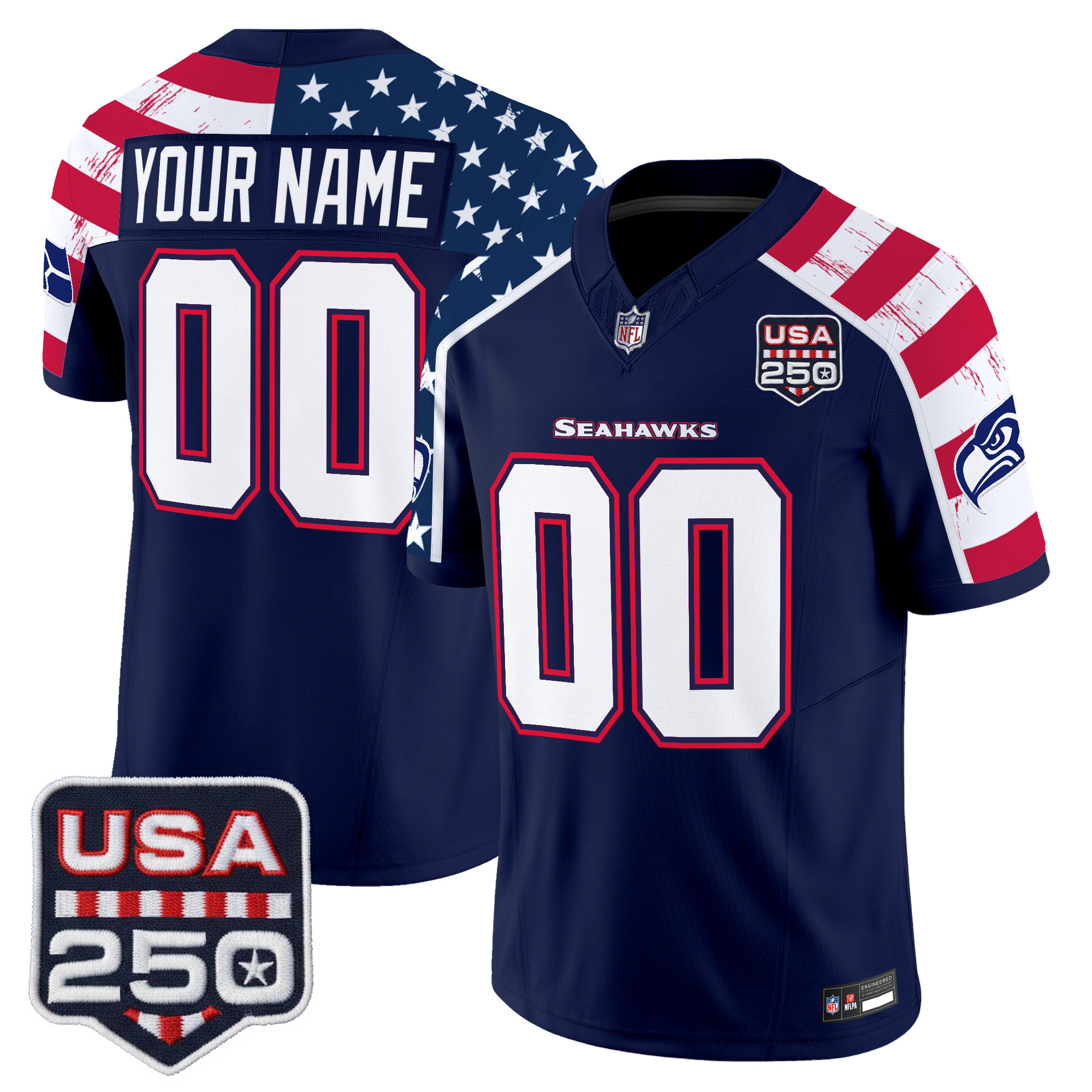 Seattle Seahawks "America 250 Edition" Vapor Limited Custom Jersey V2 - Stitched